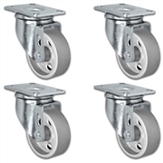 Casterhq 3"x1.25" Steel Wheel Caster, All Swivel Casters, 1,400 lb, PK4 21CS314SS-01-Set